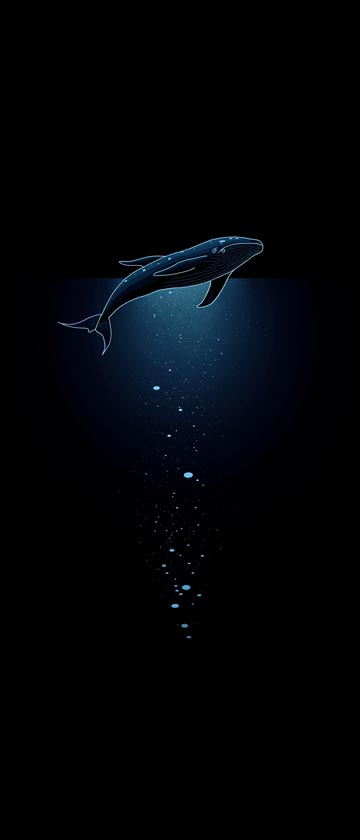 Whale diving into the deep ocean