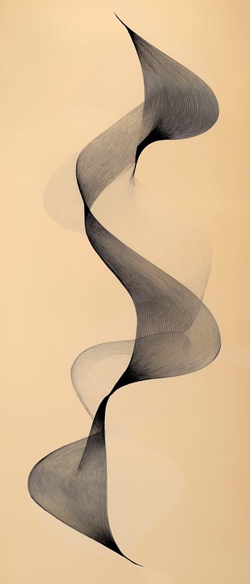 Black wave lines curving on a soft beige background