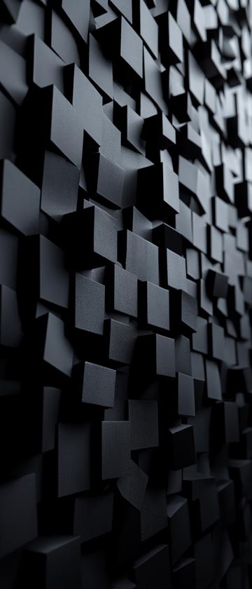 Staggered black blocks fading into a charcoal background